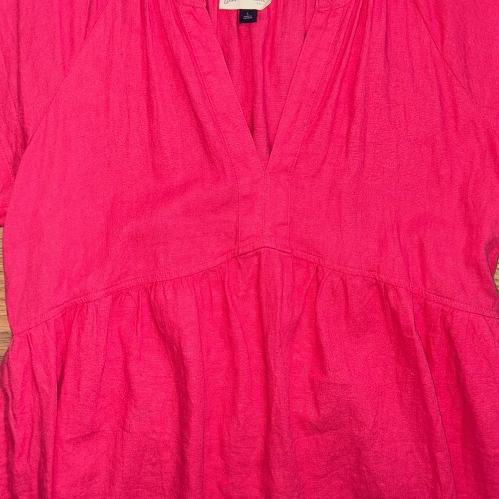 Women's Pink babydoll v neck dress with pockets - Picture 4 of 9